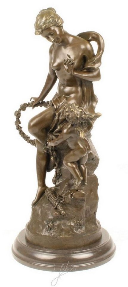 Casa Padrino Dekofigur Luxus Bronze Skulptur Das Band Der Liebe Bronze / Gold / Grau 30,5 x 24 x H. 54,8 cm - Dekofigur mit Marmorsockel von Casa Padrino