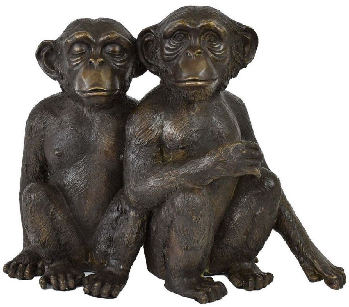 Casa Padrino Dekofigur Luxus Bronze Skulptur Schimpansen Affen Bronzefarben 49 x 21,5 x H. 39 cm - Bronzefigur - Dekofigur - Deko Accessoires - Luxus Kollektion von Casa Padrino
