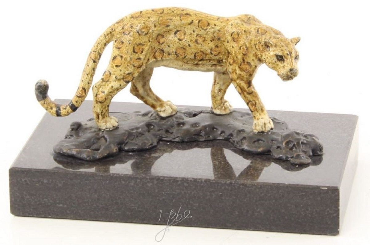 Casa Padrino Dekofigur Luxus Bronzefigur Jaguar Mehrfarbig / Schwarz 12,7 x 7,7 x H. 7,4 cm - Wohnzimmer Deko von Casa Padrino