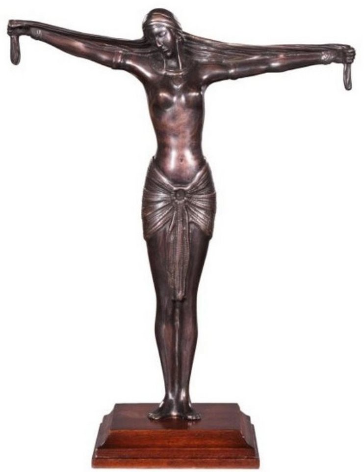 Casa Padrino Dekofigur Luxus Bronzefigur Lady Bronze / Braun 41 x 19 x H. 53 cm - Deko Figur auf Holzsockel von Casa Padrino