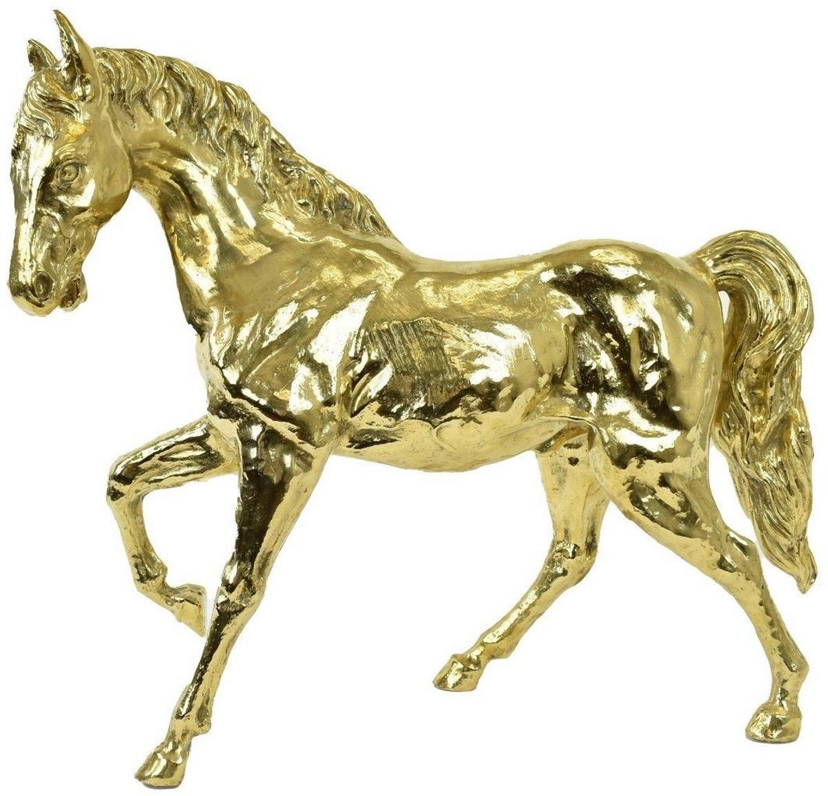 Casa Padrino Dekofigur Luxus Bronzefigur Pferd Gold 80 x 20 x H. 70 cm - Bronze Skulptur - Dekofigur - Deko Accessoires - Luxus Kollektion von Casa Padrino