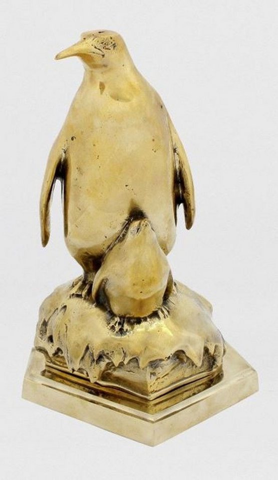 Casa Padrino Dekofigur Luxus Deko Bronze Skulptur Pinguin Mutter mit Kind Gold 22 x 15 x H. 33 cm - Bronze Figur - Deko Figur - Luxus Deko Accessoires von Casa Padrino