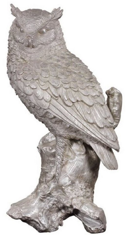 Casa Padrino Dekofigur Luxus Deko Bronzefigur Eule Silber 19 x 15 x H. 36 cm - Versilberte Bronze Skulptur von Casa Padrino