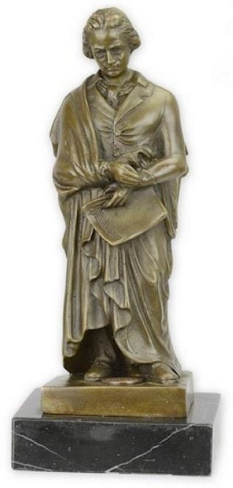 Casa Padrino Dekofigur Luxus Jugendstil Bronze Skulptur Beethoven Bronzefarben / Schwarz 7,4 x 6,5 x H. 17,1 cm - Bronzefigur mit Marmorsockel - Dekofigur - Deko Accessoires von Casa Padrino