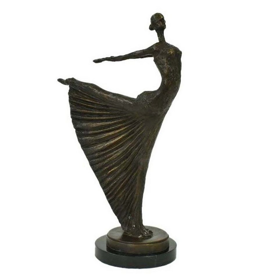 Casa Padrino Dekofigur Luxus Jugendstil Bronze Skulptur Tänzerin Bronze auf Marmorsockel H 53.5 cm - Bronzefigur - Dekofigur - Deko Accessoires von Casa Padrino