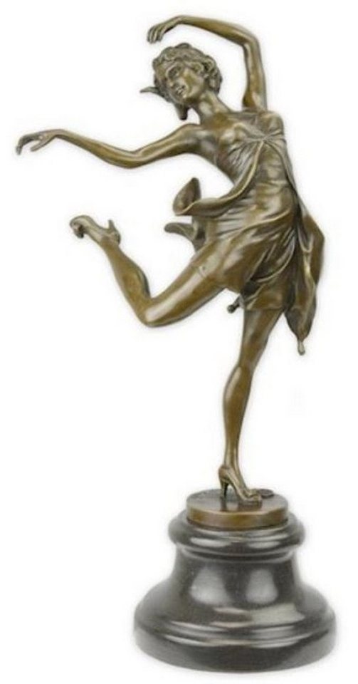 Casa Padrino Dekofigur Luxus Jugendstil Bronze Skulptur Tänzerin mit Marmorsockel Bronzefarben / Schwarz 20 x 15,1 x H. 38,2 cm - Bronzefigur - Dekofigur - Deko Accessoires von Casa Padrino