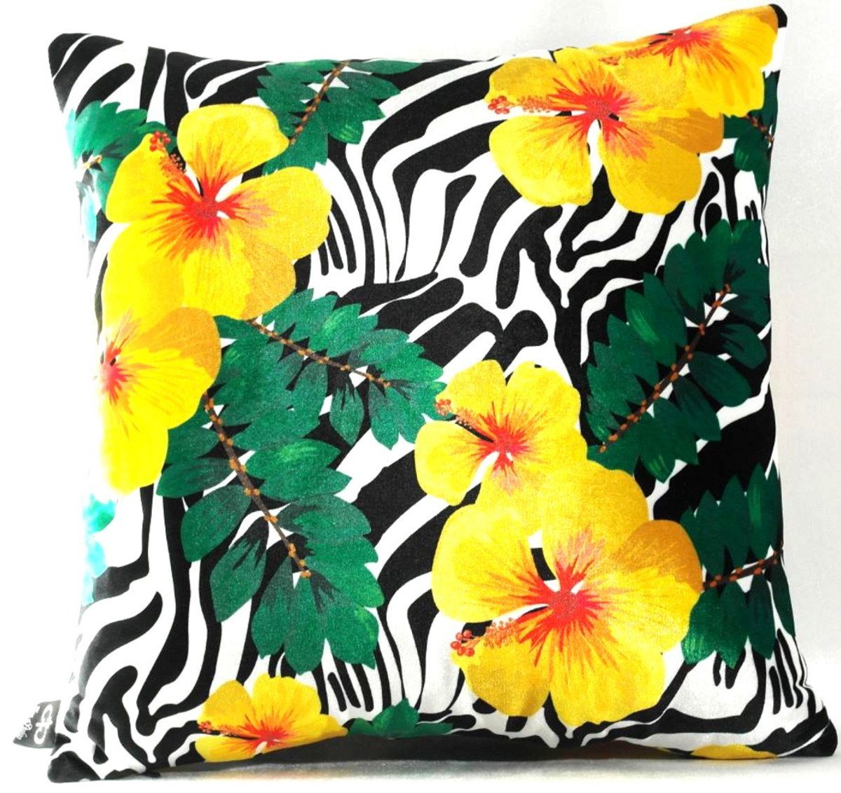 Casa Padrino Dekokissen Luxus Deko Kissen Florida Flowers Mehrfarbig 45 x 45 cm - Feinster Samtstoff - Dekoratives Wohnzimmer Kissen von Casa Padrino