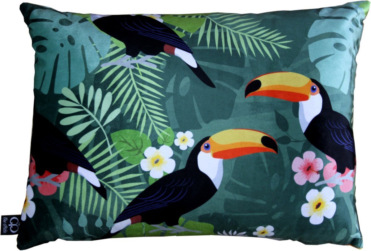 Casa Padrino Dekokissen Luxus Deko Kissen Hawaii Tropical Mehrfarbig 35 x 55 cm - Feinster Samtstoff - Luxus Qualität von Casa Padrino