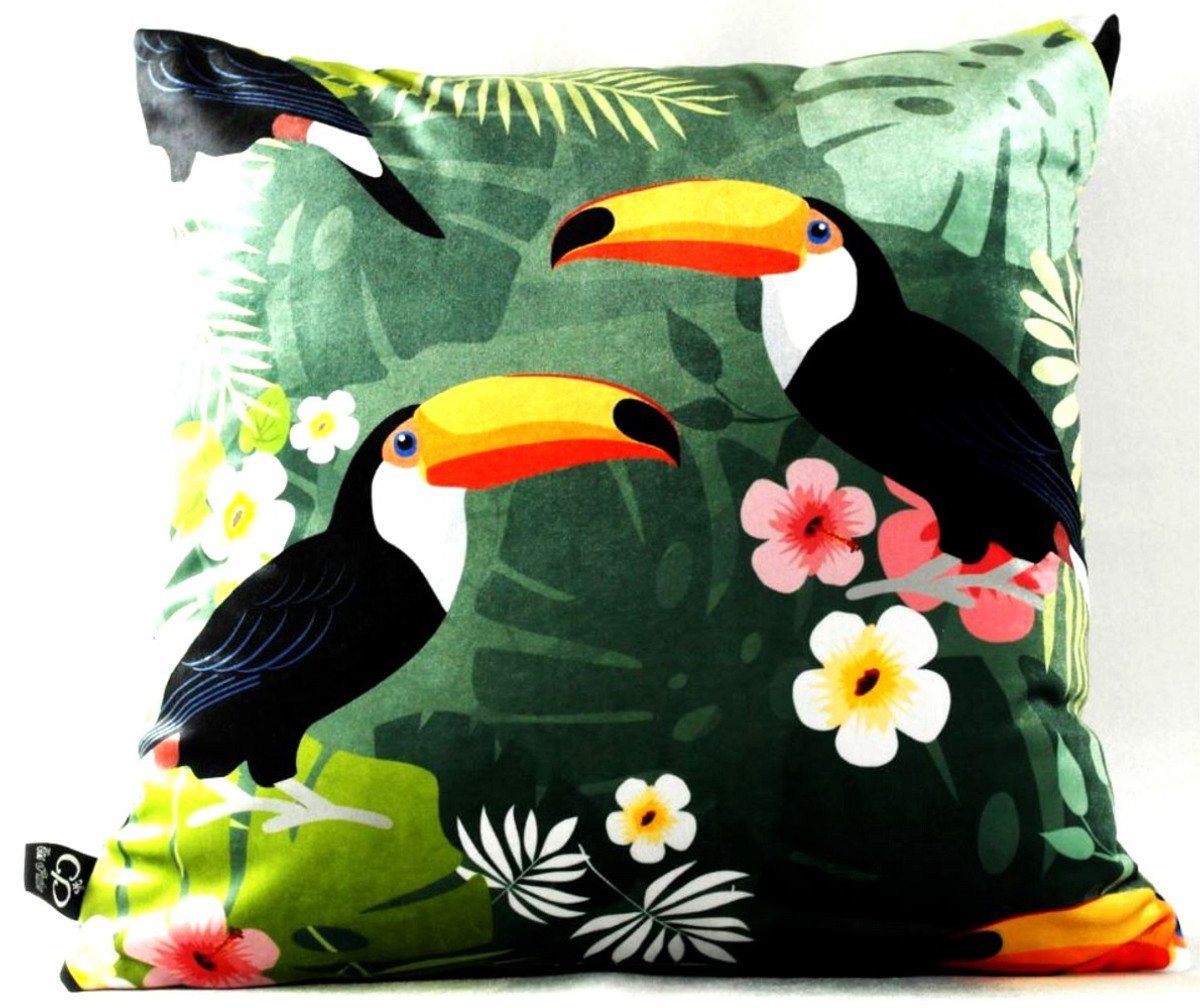 Casa Padrino Dekokissen Luxus Deko Kissen Hawaii Tropical Mehrfarbig 45 x 45 cm - Feinster Samtstoff - Luxus Qualität von Casa Padrino