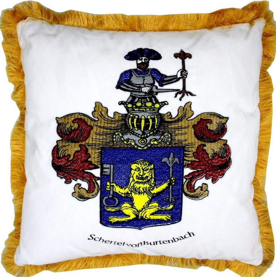 Casa Padrino Dekokissen Luxus Deko Kissen Wappen Freiherr Schertel von Burtenbach Weiß / Gold Casa Padrino Dekokissen Luxus Deko Kissen Wappen Freiherr Schertel von Burtenbach Weiß / Gold von Casa Padrino