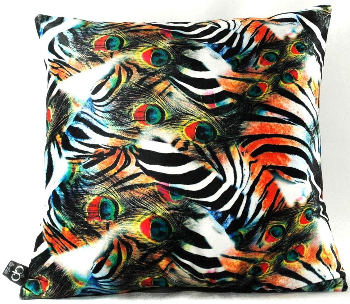 Casa Padrino Dekokissen Luxus Kissen Afrika Safari Mehrfarbig 45 x 45 cm - Edles Deko Kissen aus feinstem Samtstoff von Casa Padrino