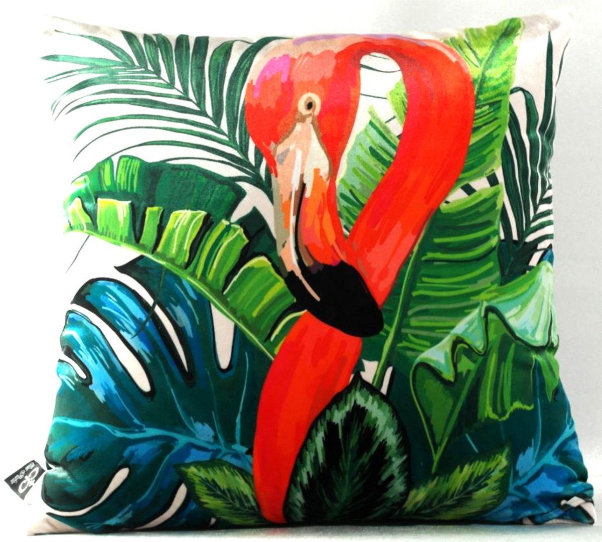 Casa Padrino Dekokissen Wohnzimmer Kissen New Orleans Flamingo Mehrfarbig 45 x 45 cm - Feinster Samtstoff - Luxus Deko Accessoires von Casa Padrino