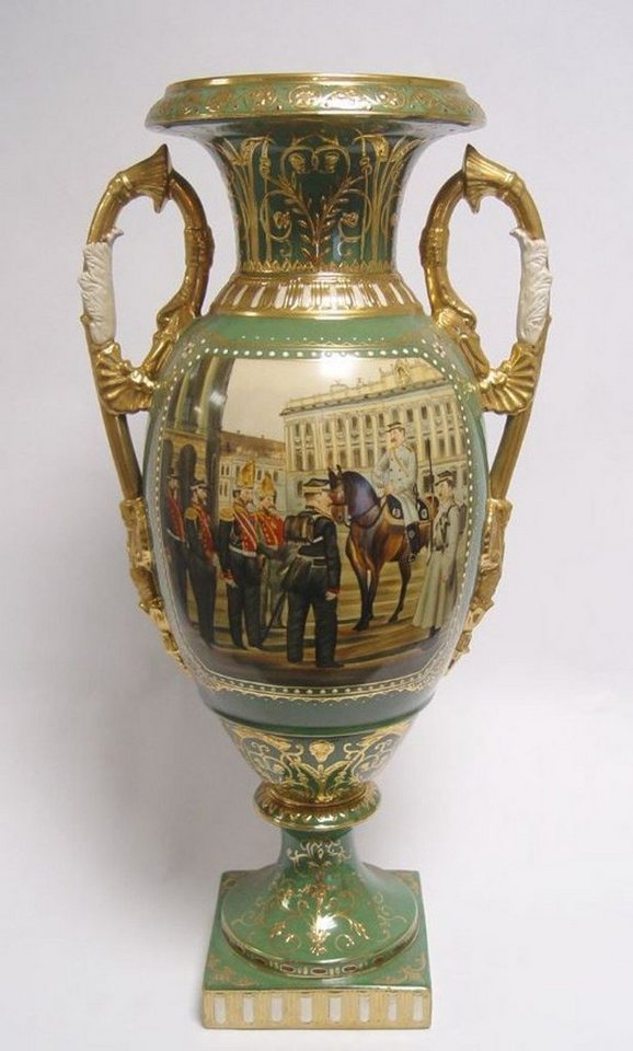 Casa Padrino Dekoobjekt Barock Porzellan Vase mit 2 Griffen H. 54 cm - Luxus Hotel Vase von Casa Padrino