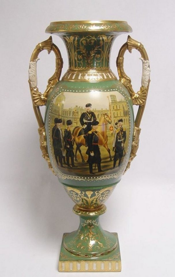 Casa Padrino Dekoobjekt Barock Porzellan Vase mit 2 Griffen H. 54 cm - Luxus Hotel Vase von Casa Padrino