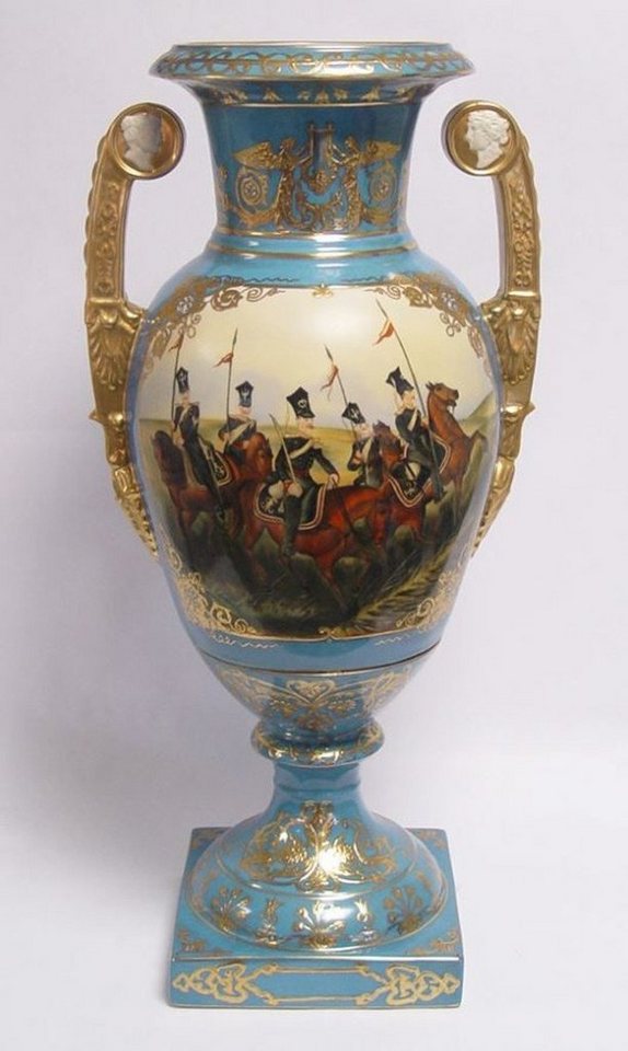 Casa Padrino Dekoobjekt Barock Porzellan Vase mit 2 Griffen H. 55 cm - Luxus Vase von Casa Padrino