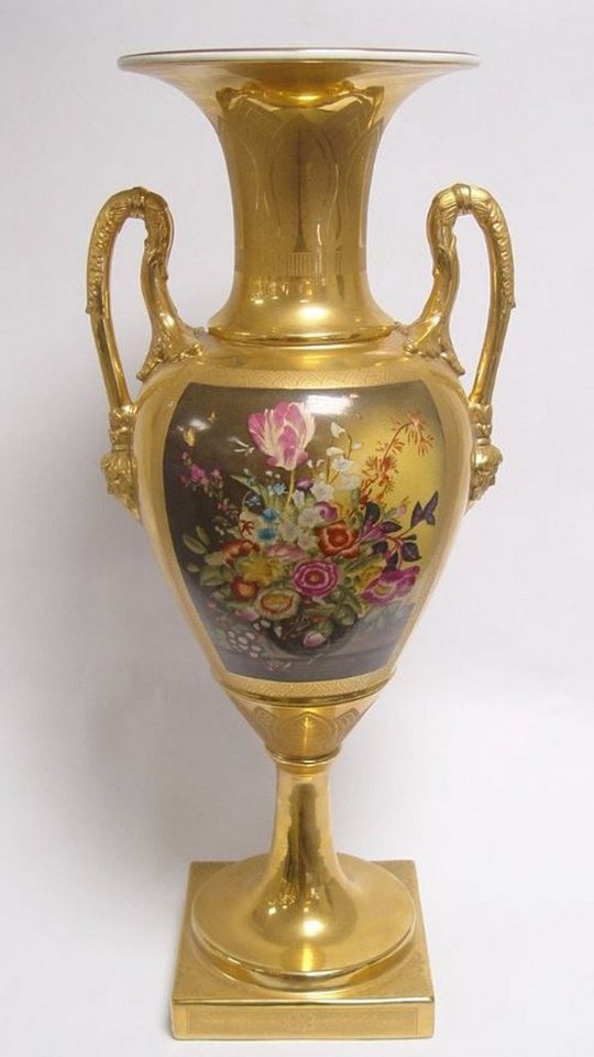 Casa Padrino Dekoobjekt Barock Porzellan Vase mit 2 Griffen H. 60,5 cm - Luxus Hotel Vase von Casa Padrino