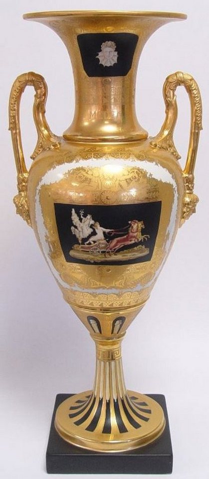 Casa Padrino Dekoobjekt Barock Porzellan Vase mit 2 Griffen H. 61 cm - Limited Edition von Casa Padrino