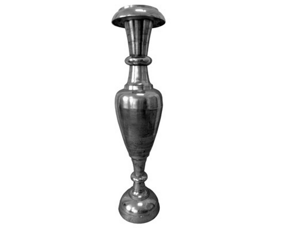 Casa Padrino Dekoobjekt Designer Antik Stil Vase Aluminium Vernickelt Silber - Hotel Dekoration - Barock Blumengefäss Pflanzentopf - Mod2 H. 184 cm von Casa Padrino