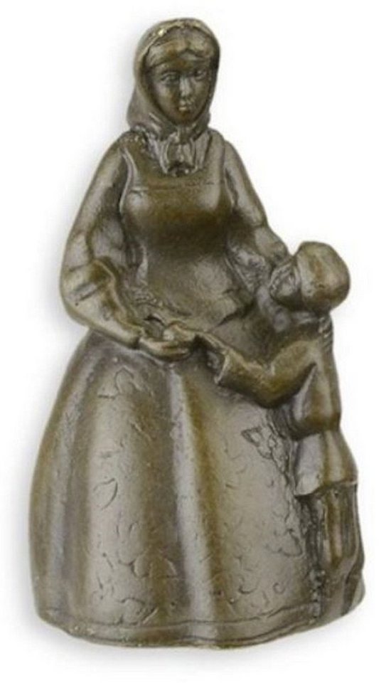 Casa Padrino Dekoobjekt Jugendstil Tischglocke Frau mit Kind Bronzefarben Ø 3,9 x H. 6,9 cm - Tischklingel Service Glocke aus Bronze - Hotel & Gastronomie Accessoires von Casa Padrino