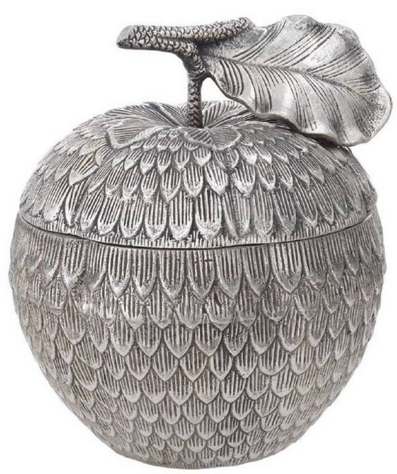 Casa Padrino Dekoobjekt Luxus Aufbewahrungsbox mit Deckel in Apfelform Antik Silber Ø 18 x H. 20 cm - Deko Accessoires von Casa Padrino