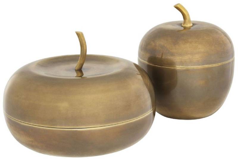 Casa Padrino Dekoobjekt Luxus Aufbewahrungsboxen Set mit Deckel in Apfelform Vintage Messing - Luxus Deko Accessoires von Casa Padrino