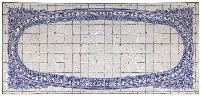 Casa Padrino Dekoobjekt Luxus Barock Mosaik Fliesen Tischplatte Antik Weiß / Blau - Verschiedene Größen - Handgefertigte & Handbemalte Naturstein Esstisch Tischplatte - Barock Möbel von Casa Padrino