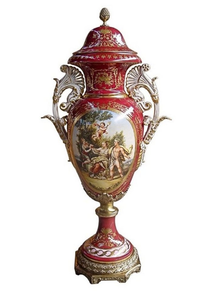 Casa Padrino Dekoobjekt Luxus Barock Porzellan Vase mit Deckel H. 128 cm - Limited Edition von Casa Padrino