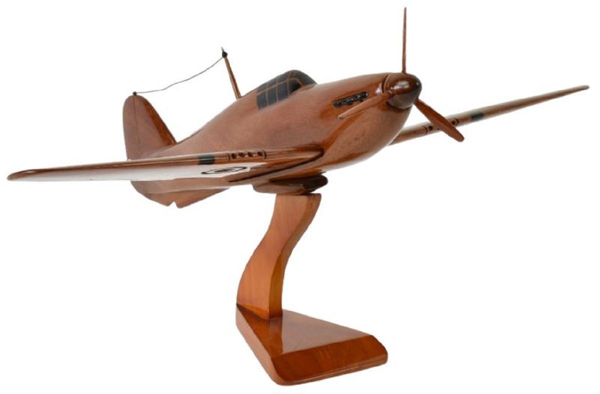 Casa Padrino Dekoobjekt Luxus Deko Jagdflugzeug Hawker Hurricane Braun / Schwarz 44 x 35 x H. 20 cm - Holz Flugzeug mit Ständer - Propellerflugzeug - Modellflugzeug - Schreibtisch Deko - Deko Accessoires von Casa Padrino