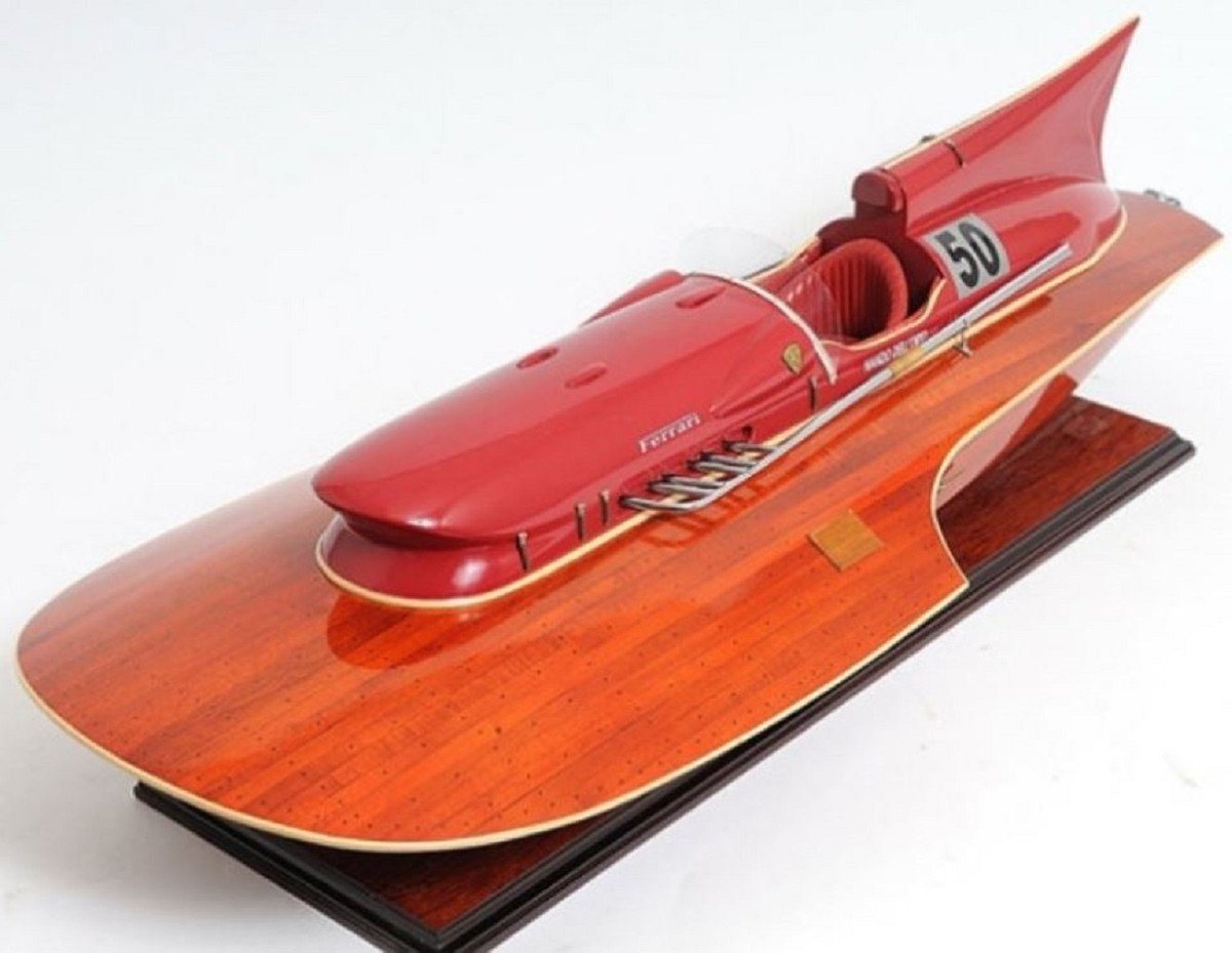 Casa Padrino Dekoobjekt Luxus Holz Speedboot Ferrari Hydroplane Braun / Rot 83 x 34 x H. 23 cm - Handgefertigtes Deko Modellboot Boot Casa Padrino Dekoobjekt Luxus Holz Speedboot Ferrari Hydroplane Braun / Rot 83 x 34 x H. 23 cm - Handgefertigtes Deko Modellboot Boot von Casa Padrino