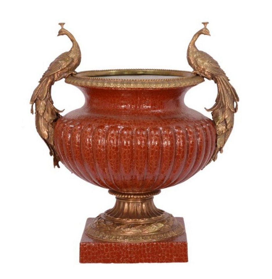 Casa Padrino Dekoobjekt Luxus Porzellan Vase mit 2 Griffen H. 48,8 cm - Barock Vase von Casa Padrino