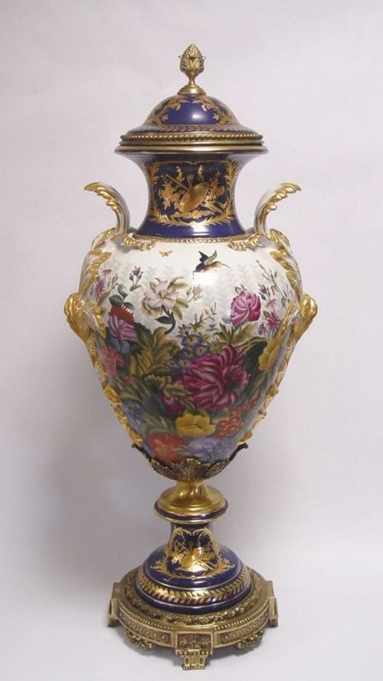Casa Padrino Dekoobjekt Luxus Porzellan Vase mit Deckel H. 93 cm - Barock Dekoration von Casa Padrino