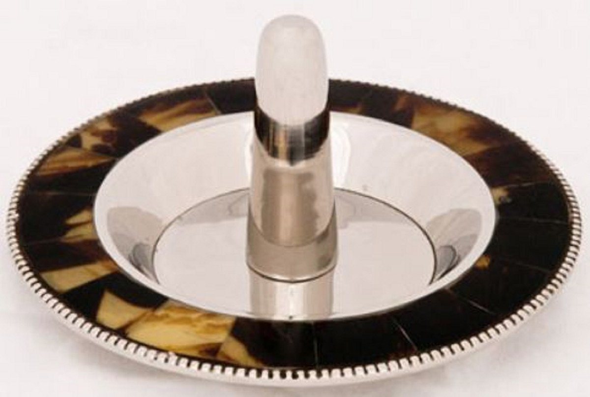Casa Padrino Dekoobjekt Luxus Ringhalter Silber / Braun Ø 12 x H. 7 cm - Hotel Accessoires von Casa Padrino