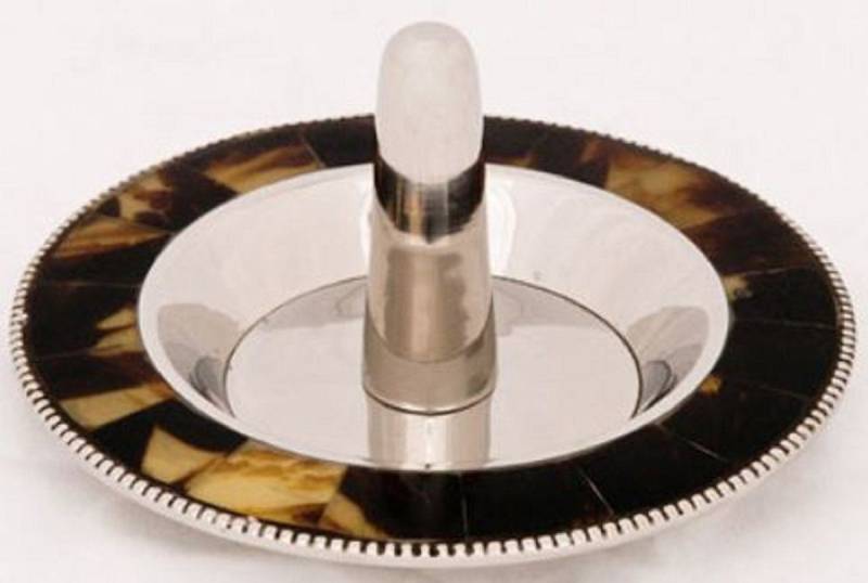 Casa Padrino Dekoobjekt Luxus Ringhalter Silber / Braun Ø 12 x H. 7 cm - Hotel Accessoires von Casa Padrino