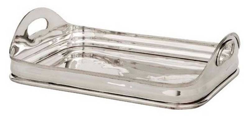 Casa Padrino Dekoobjekt Luxus Tablett Rechteckig Massiv Luxury Castle Edelstahl Massiv vernickelt 41 x 30 cm - Luxury Collection - 5 Sterne Gastronomie Einrichtung von Casa Padrino