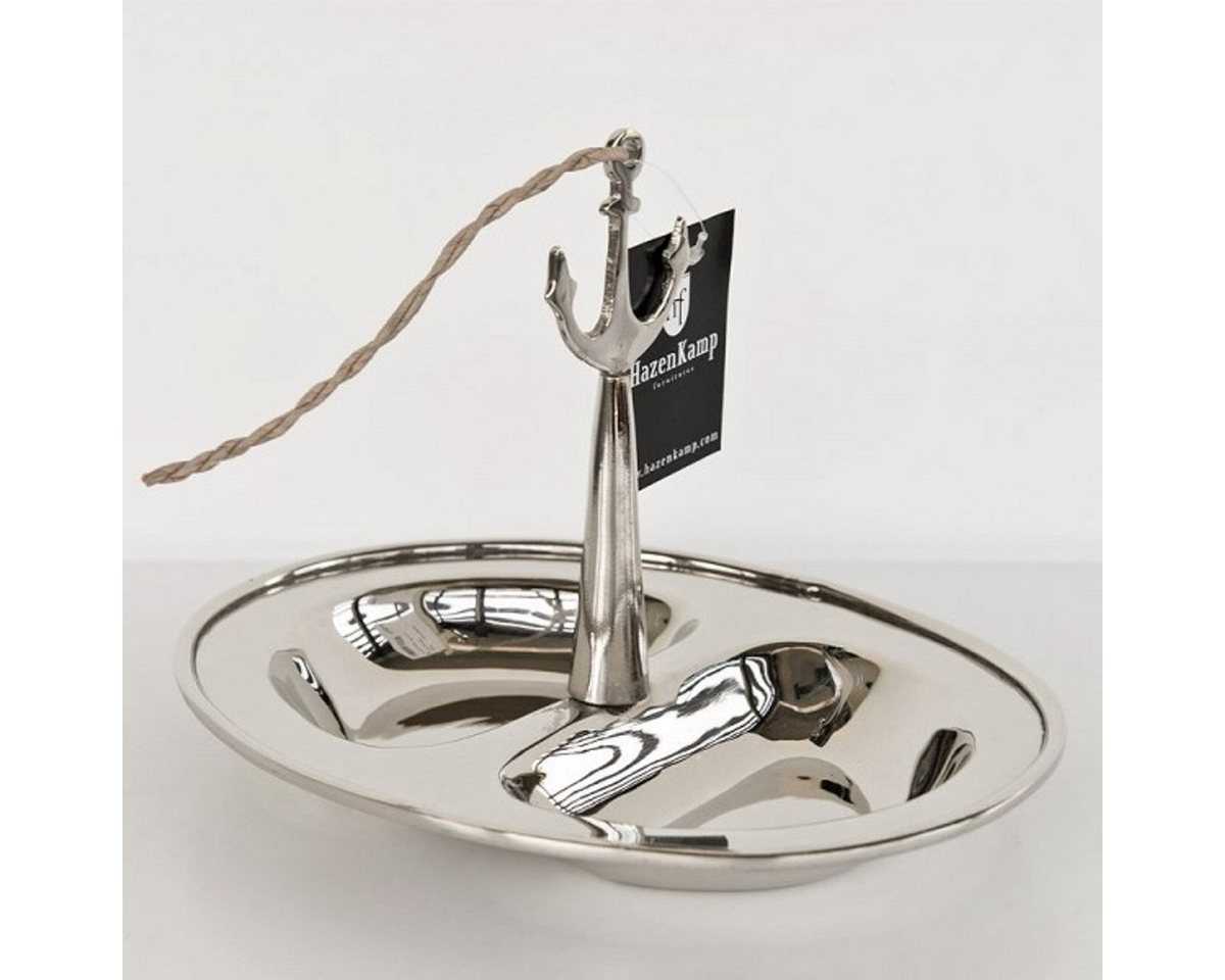 Casa Padrino Dekoobjekt Messing Schale Anker vernickelt für Nüsse Zucker oder Salzgebäck mit 2 Segmenten - Maritime Deko von Casa Padrino