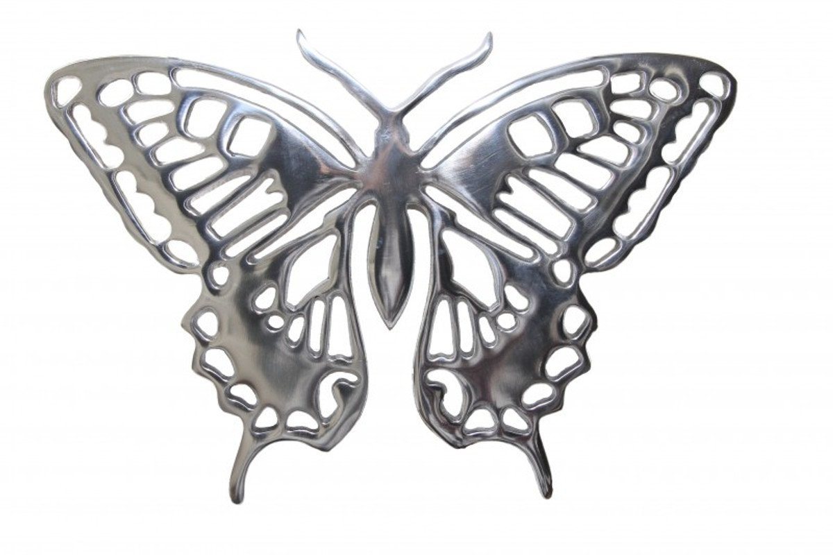 Casa Padrino Dekoobjekt Riesiger Designer Schmetterling aus poliertem Aluminium, Silber, H 29 cm, B 41 cm - Wandfigur, Wanddekoration Aluminium von Casa Padrino
