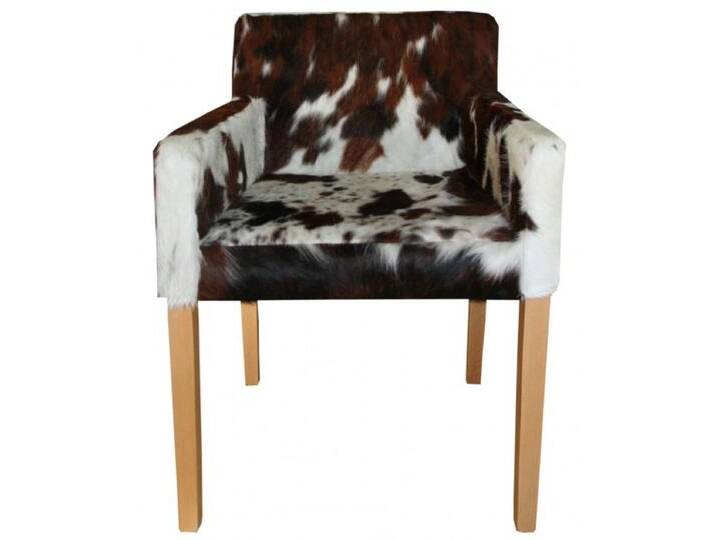 Casa Padrino Designer Esszimmer Stuhl mit Armlehnen ModEF 35 Kuhfell - Hotelmöbel - Buche - Echtes Fell von Casa Padrino