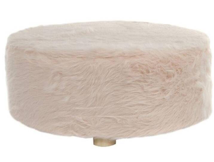 Casa Padrino Designer Fellhocker Rosa Ø 50 x H. 21 cm - Runder Hocker mit Kunstfell von Casa Padrino