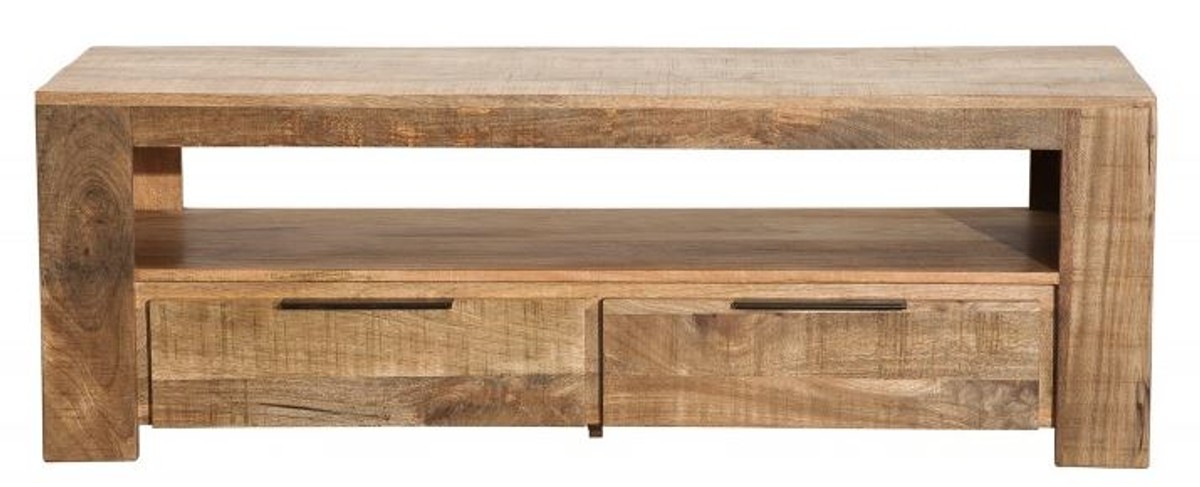 Casa Padrino Designer Fernsehschrank Natur B.130cm x H.45cm x T.45cm - Sideboard - Kommode - Handgefertigt aus Mango Massivholz! Casa Padrino Designer Fernsehschrank Natur B.130cm x H.45cm x T.45cm - Sideboard - Kommode - Handgefertigt aus Mango Massivholz! von Casa Padrino