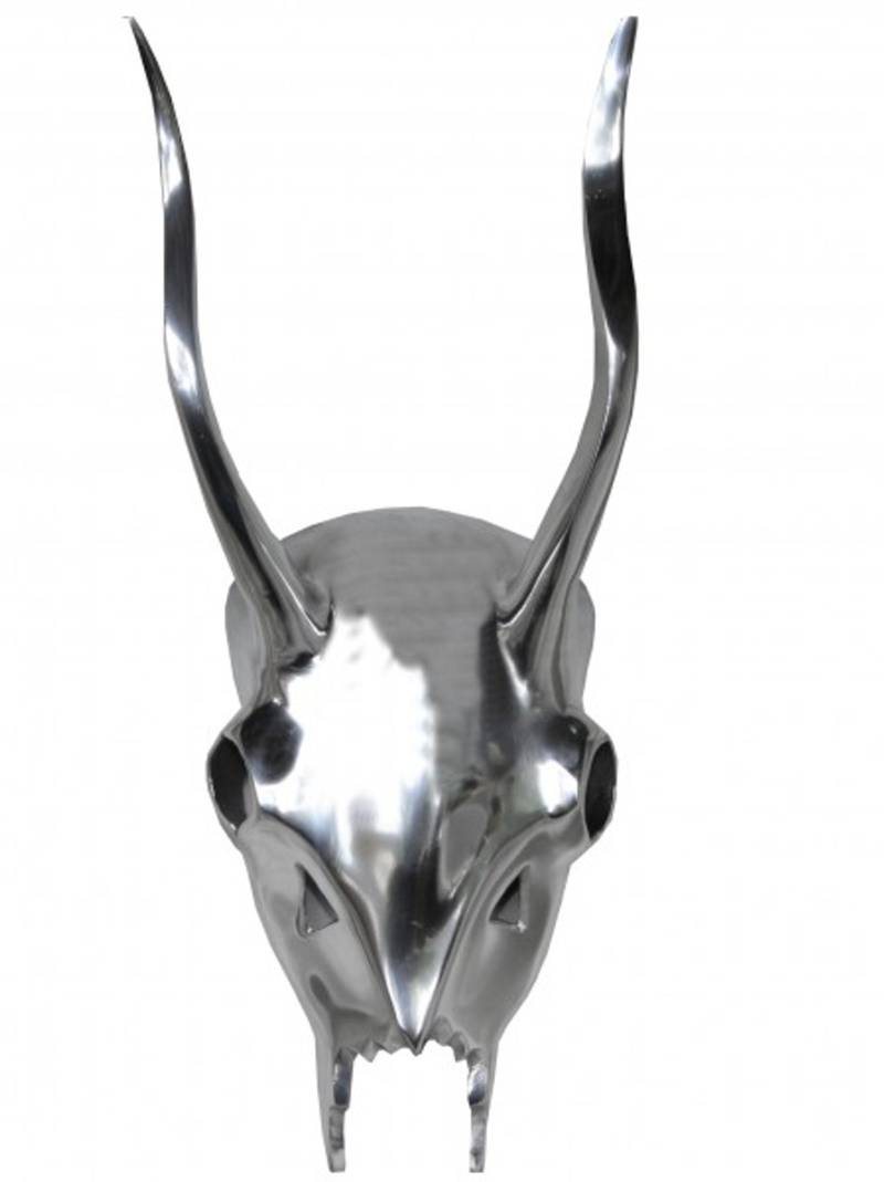 Casa Padrino Designer Geweih Deko Hirsch aus poliertem Aluminium Silber H 45 cm, B 18 cm - Wandfigur - Geweih - Wandgeweih von Casa Padrino