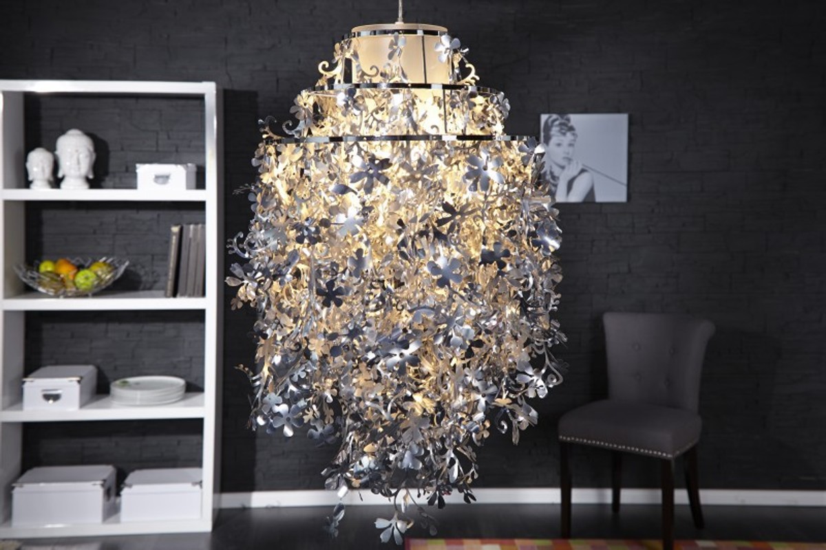 Casa Padrino Designer Hängeleuchte Silber - Leuchte Deckeleuchte Lüster Kronleuchter Hängelampe Casa Padrino Designer Hängeleuchte Silber - Leuchte Deckeleuchte Lüster Kronleuchter Hängelampe von Casa Padrino