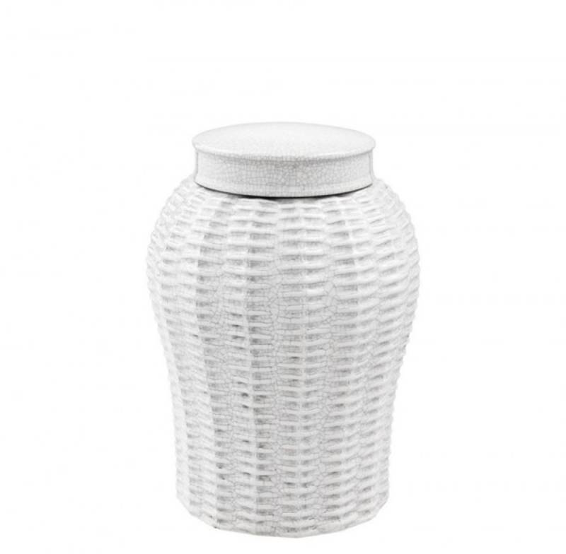 Casa Padrino Designer Keramik Vase mit Deckel Weià Durchmesser 18 x H. 26 cm - Luxus Vase Casa Padrino Designer Keramik Vase mit Deckel Weià Durchmesser 18 x H. 26 cm - Luxus Vase von Casa Padrino