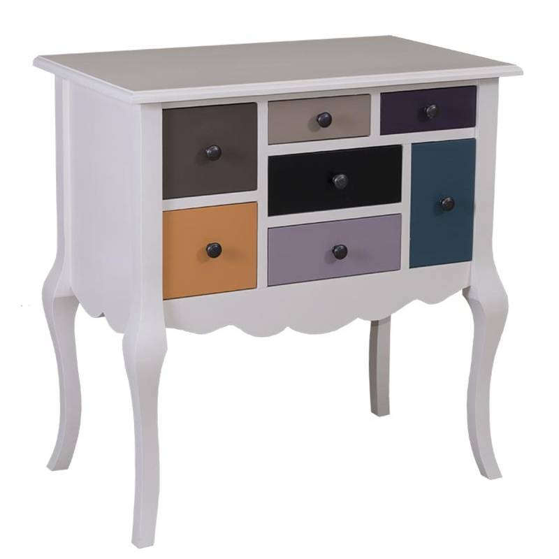 Casa Padrino Designer Kommode mit 7 Schubladen Grau / Mehrfarbig 80 x 48 x H. 82 cm - Landhausstil MÃ¶bel von Casa Padrino