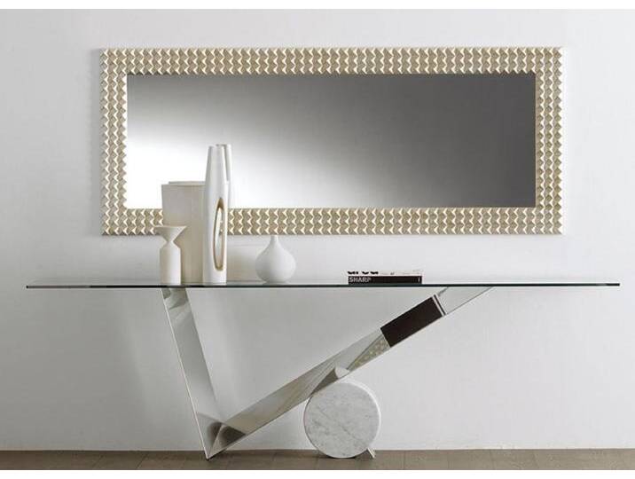 Casa Padrino Designer Konsole Silber / Weiß - Verschiedene Tischgrößen - Konsolentisch mit Glasplatte - Moderne Wohnzimmer Möbel - Luxus Kollektion,Tisch Grösse von Casa Padrino