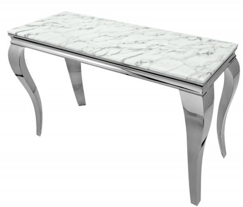 Casa Padrino Designer Konsole mit Marmor 140 cm Weiss / Grau - Modern Barock Casa Padrino Designer Konsole mit Marmor 140 cm Weiss / Grau - Modern Barock von Casa Padrino