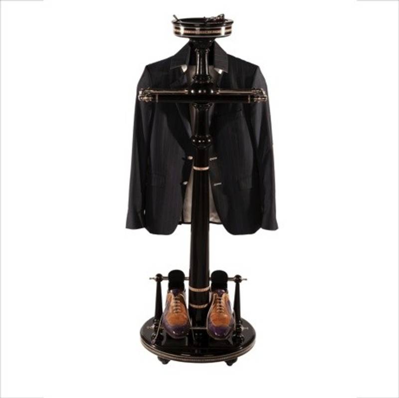 Casa Padrino Designer Luxus Garderoben Ständer New York Banker Stil - Schwarz- Dressboy - Kleiderständer Anzugständer - Barock Empire Art Deco Jugendstil Biedermeier Casa Padrino Designer Luxus Garderoben Ständer New York Banker Stil - Schwarz- Dressboy - Kleiderständer Anzugständer - Barock Empire Art Deco Jugendstil Biedermeier von Casa Padrino