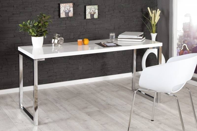 Casa Padrino Designer Schreibtisch Weiss Hochglanz 140 cm - SekretÃ¤r Konsole - Computertisch von Casa Padrino