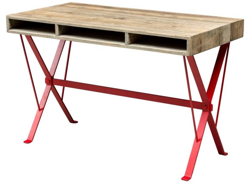 Casa Padrino Designer Schreibtisch mit rot pulverbeschichteten Beinen 120 x 60 x H. 77 cm - Designer BÃ¼romÃ¶bel von Casa Padrino