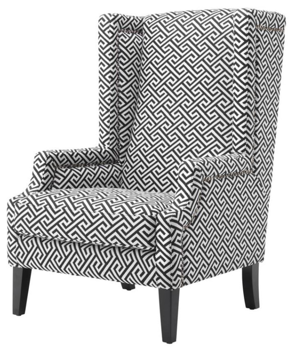 Casa Padrino Designer Sessel Schwarz / WeiÃ - Luxus Ohrensessel von Casa Padrino