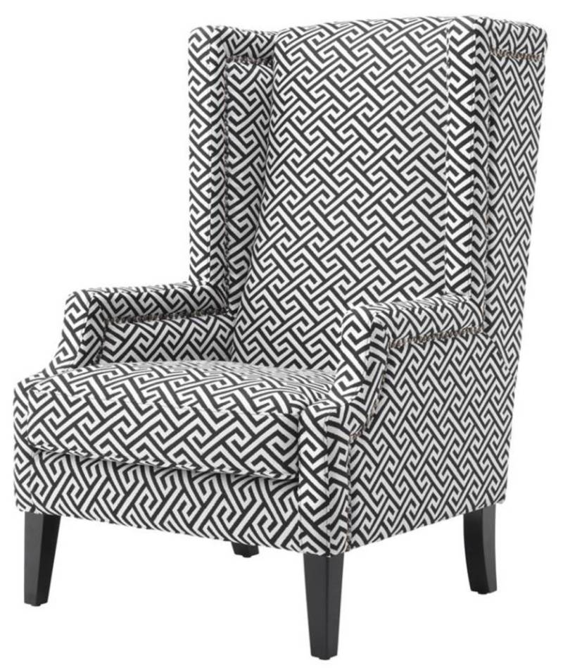 Casa Padrino Designer Sessel Schwarz / WeiÃ - Luxus Ohrensessel von Casa Padrino